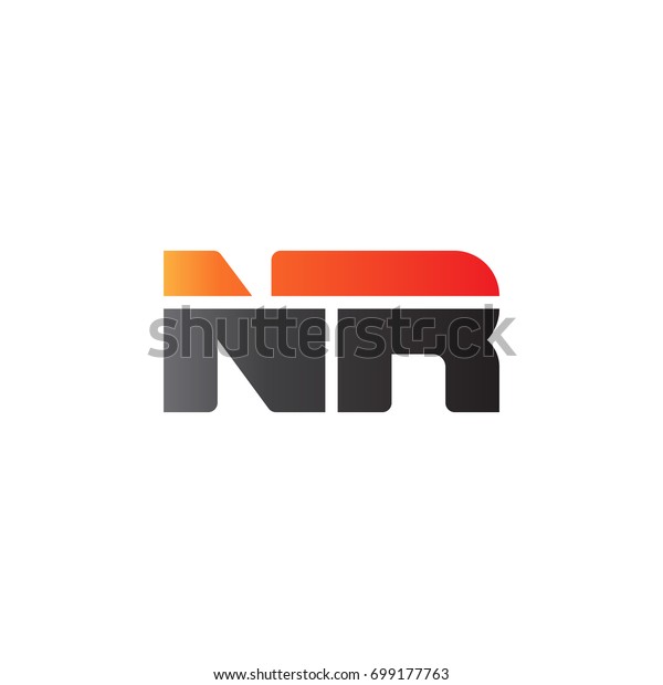 Initial letter NR, straight linked line bold logo,\
gradient fire red black\
colors