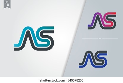 Initial Letter AS NS Linked Design Logo Company