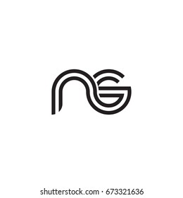 Initial letter ns, linked outline rounded lowercase, monogram black