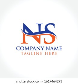 Initial Letter NS Logo Design Vector Template. Orange And Blue NS Letter Logo