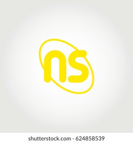 initial letter ns logo yellow on white background