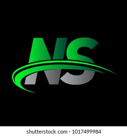 initial letter NS logotype company name colored green and black swoosh design. vector logo for business and company identity.
