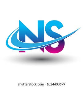 initial letter NS logotype company name colored blue and magenta swoosh design. vector logo for business and company identity.
