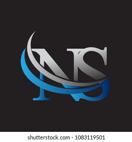 initial letter NS logotype company name colored blue and grey swoosh design. vector logo for business and company identity.
