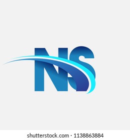 initial letter NS logotype company name colored blue and swoosh design. vector logo for business and company identity.
