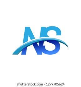 initial letter NS logotype company name colored blue and swoosh design. vector logo for business and company identity.