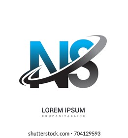 initial letter NS logotype company name colored blue and grey swoosh design. logo design for business and company identity.
