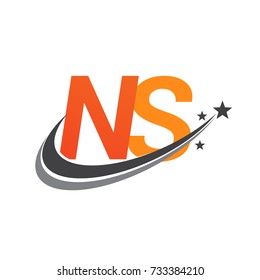 initial letter NS logotype company name colored orange and grey swoosh star design. vector logo for business and company identity.