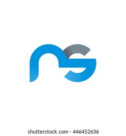 initial letter ns modern linked circle round lowercase logo blue gray