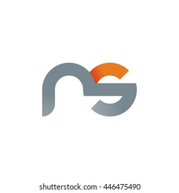 initial letter ns modern linked circle round lowercase logo orange gray