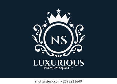 Letra inicial modelo con logotipo de lujo real NS en arte vectorial para ilustración vectorial de marca de lujo.