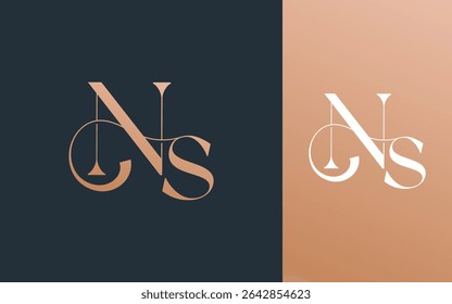 Initial letter NS SN logo design vector illustration for couple, wedding, and business