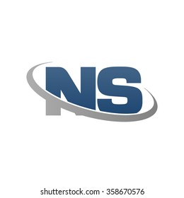 initial letter NS swoosh ring company logo blue gray
