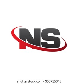 initial letter NS swoosh ring company logo red black