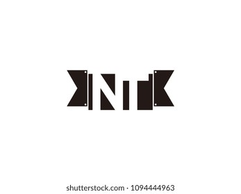 Initial letter nt black ribbon logo design