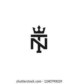 Initial Letter NT with Crown Logo Template Design
