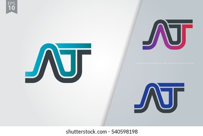 Initial Letter AT NT Linked Design Logo Company
