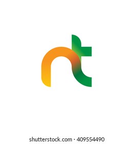 initial letter nt linked round lowercase logo orange green