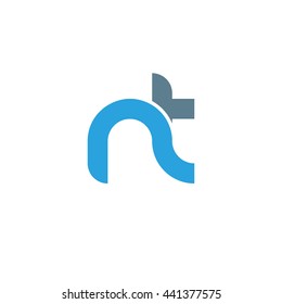 initial letter nt linked round lowercase logo blue