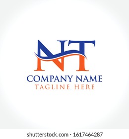 Initial Letter NT Logo Design Vector Template. Orange And Blue NT Letter Logo