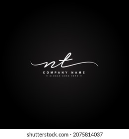 Initial Letter NT Logo - Handwritten Signature Style Logo