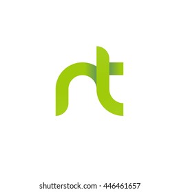initial letter nt modern linked circle round lowercase logo green