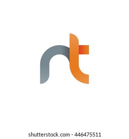 initial letter nt modern linked circle round lowercase logo orange gray