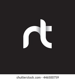 initial letter nt modern linked circle round lowercase logo white black
