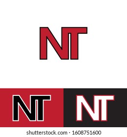 Initial letter nt n t uppercase modern logo design template elements. Red letter with stroke Isolated on white, red, black background. Suitable for business, consulting