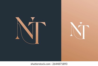 Initial letter NT TN logo design vector illustration for couple, wedding, and business