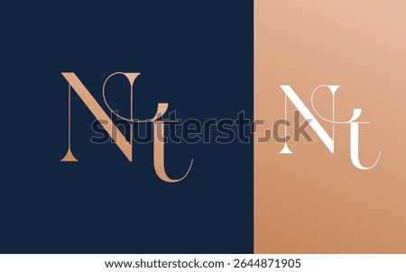 Initial letter NT TN logo design vector illustration for couple, wedding, and business