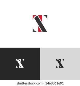 Initial Letter nt uppercase modern logo design template elements. red letter Isolated on black white grey background. Suitable for business, consulting group company.