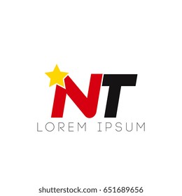 Initial letter nt yellow star logo red black