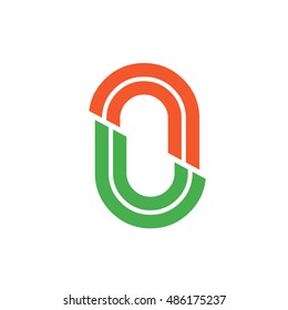Initial Letter NU Linked Design Logo Orange Green