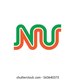 Initial Letter NU Linked Design Logo