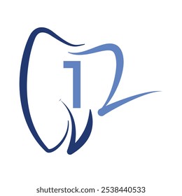 carta inicial número 12 ou doze ícone da clínica dentária modelo de design de logotipo