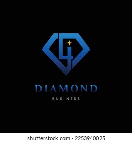 Initial Letter Number Four or Number 4 Diamond Icon Logo Design Template