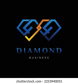 Letra inicial número cuatro o número 4 Plantilla de diseño de logotipo de icono de diamante