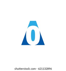 Initial letter and number logo, A and 0, A0, 0A, negative space flat blue