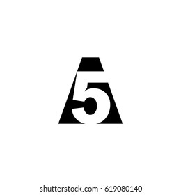 Initial letter and number logo, A and 5, A5, 5A, negative space black svg