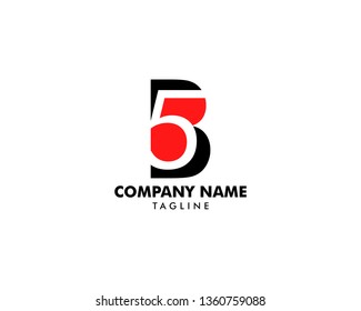 Initial letter and number logo, B and 5, B5, 5B