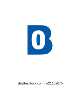 Initial letter and number logo, B and 0, 0B, B0, negative space flat blue