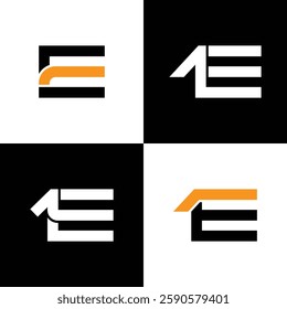 Initial letter and number logo, E and 1, E1, 1E, line logo design template
