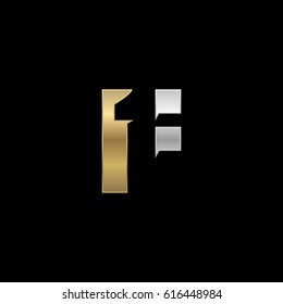 Initial letter and number logo, F and 1, F1, 1F, negative space silver gold black background