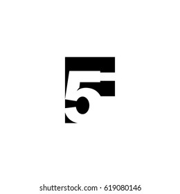 Initial letter and number logo, F and 5, F5, 5F, negative space black