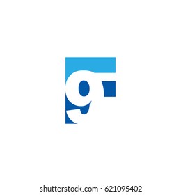 Initial letter and number logo, F and 9, F9, 9F, negative space flat blue