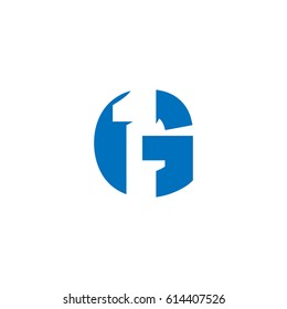 Initial letter and number logo, G and 1, G1, 1G, negative space flat blue