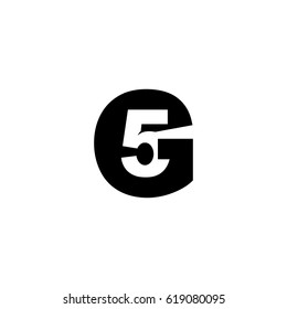 Initial letter and number logo, G and 5, G5, 5G, negative space black