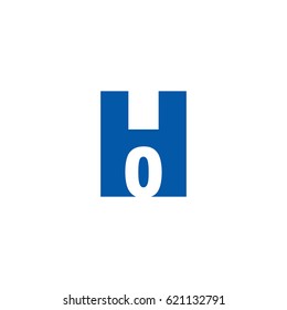 Initial letter and number logo, H and 0, H0, 0H, negative space flat blue