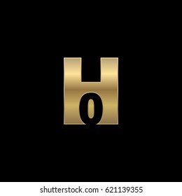 Initial letter and number logo, H and 0, H0, 0H, negative space gold